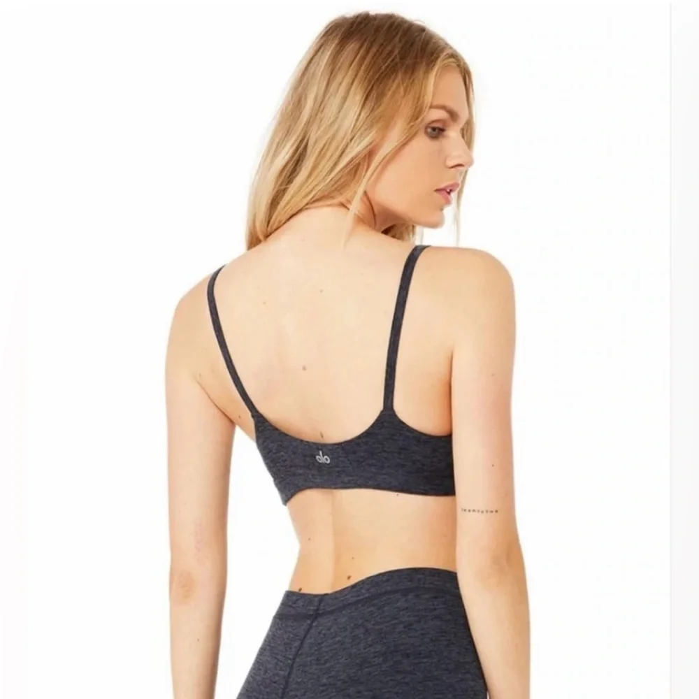 ALO YOGA Alosoft Lounge Bra - Dark Heather Grey Retail $78 Size‎ Small